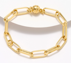 UltraFine 950 Silver 18K Gold-Plated Magnetic Bracelet, Large 8"