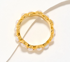Anillo de perla cultivada Honora, plata de ley, amarillo, talla 7
