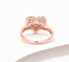 Affinity Diamonds Rosegold-Over Sterling Silver Champagne Heart Ring Size 8