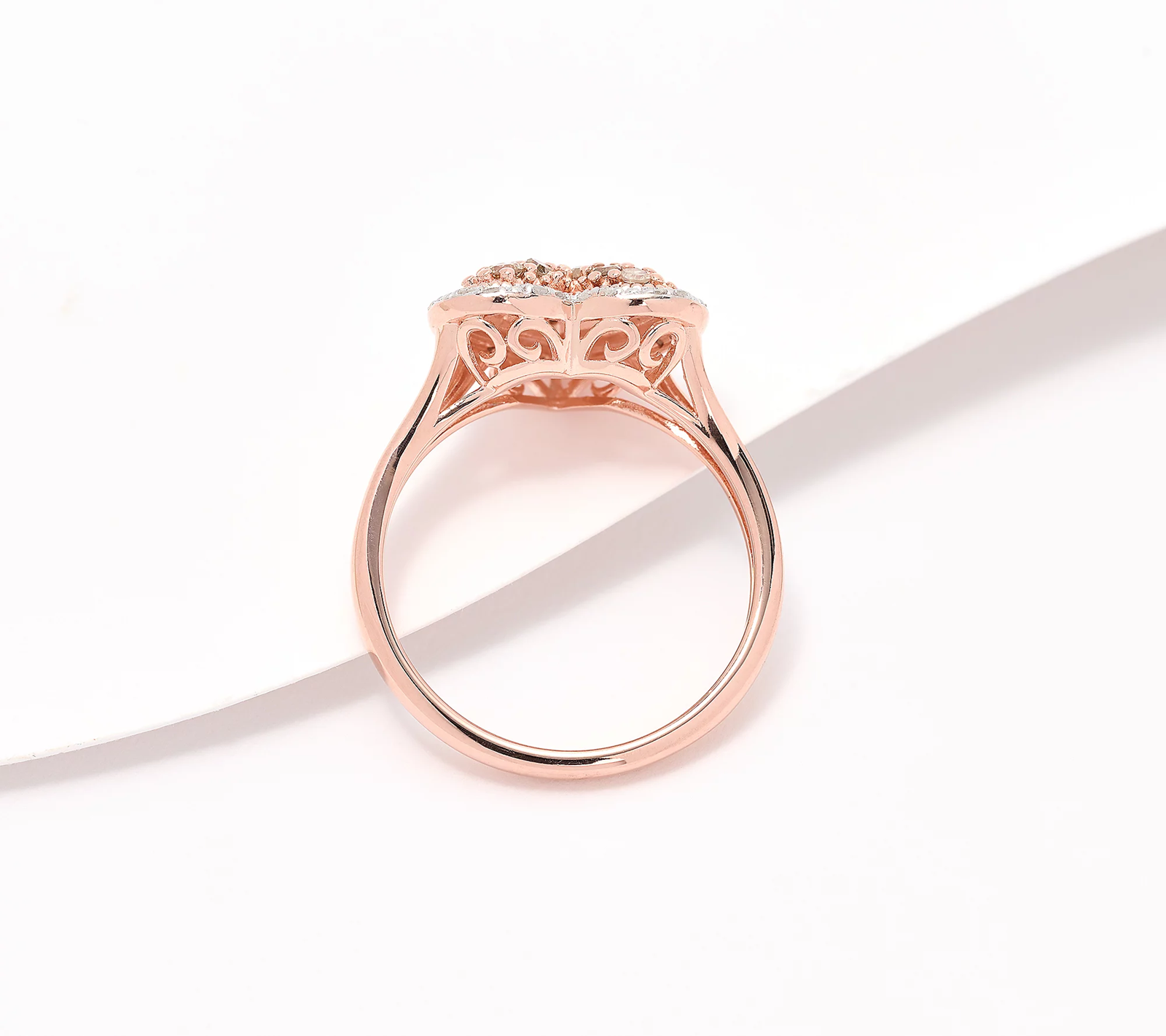 Affinity Diamonds Rosegold-Over Sterling Silver Champagne Heart Ring Size 8