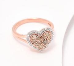 Affinity Diamonds Rosegold-Over Sterling Silver Champagne Heart Ring Size 8