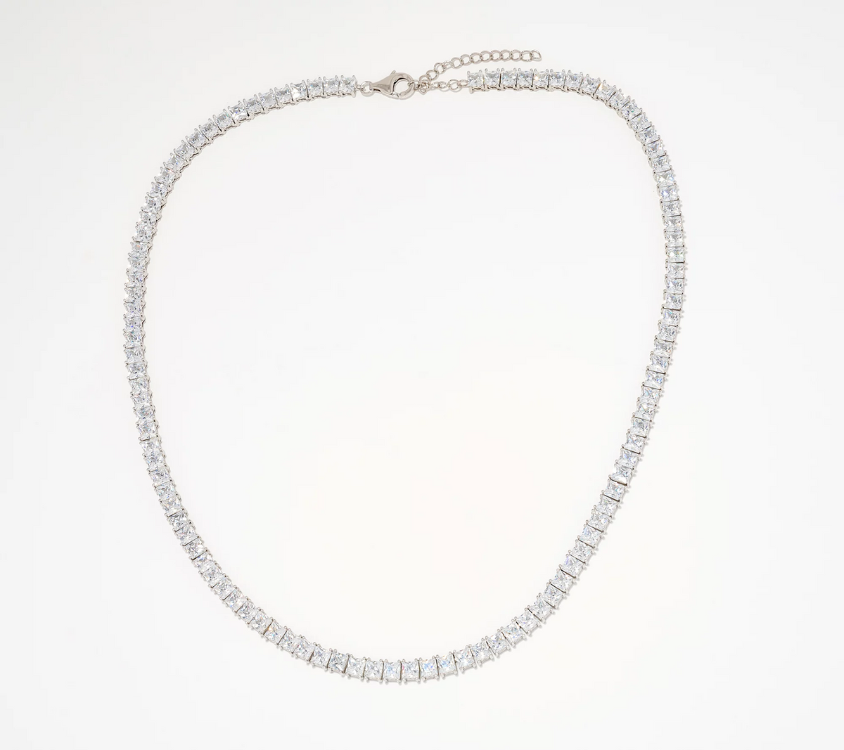Diamonique Sterling Silver Classics Princ Princess 18" Tennis Necklace