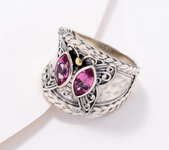 Artisan Crafted by Robert Manse Sterling & 18K Pink Topaz Ring Size 6