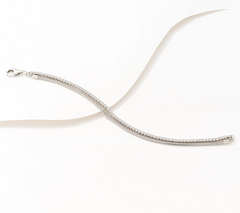 Diamonique Triple Row Tennis Silvertone Bracelet Stack, Small