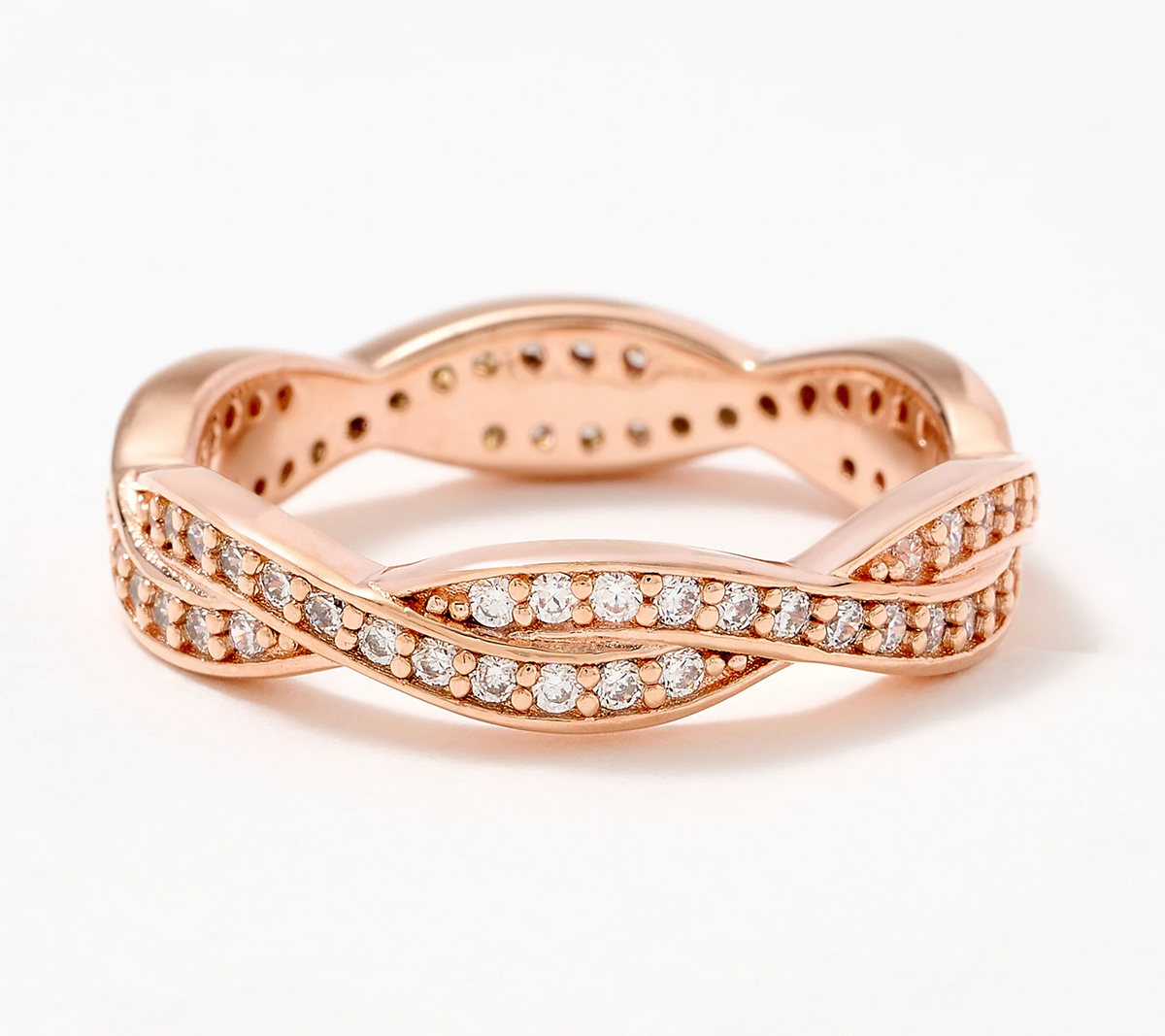 Diamonique Classics Braided Band Ring Rose Gold-Plated Sterling Silver Size 9