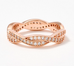 Diamonique Classics Braided Band Ring Rose Gold-Plated Sterling Silver Size 9