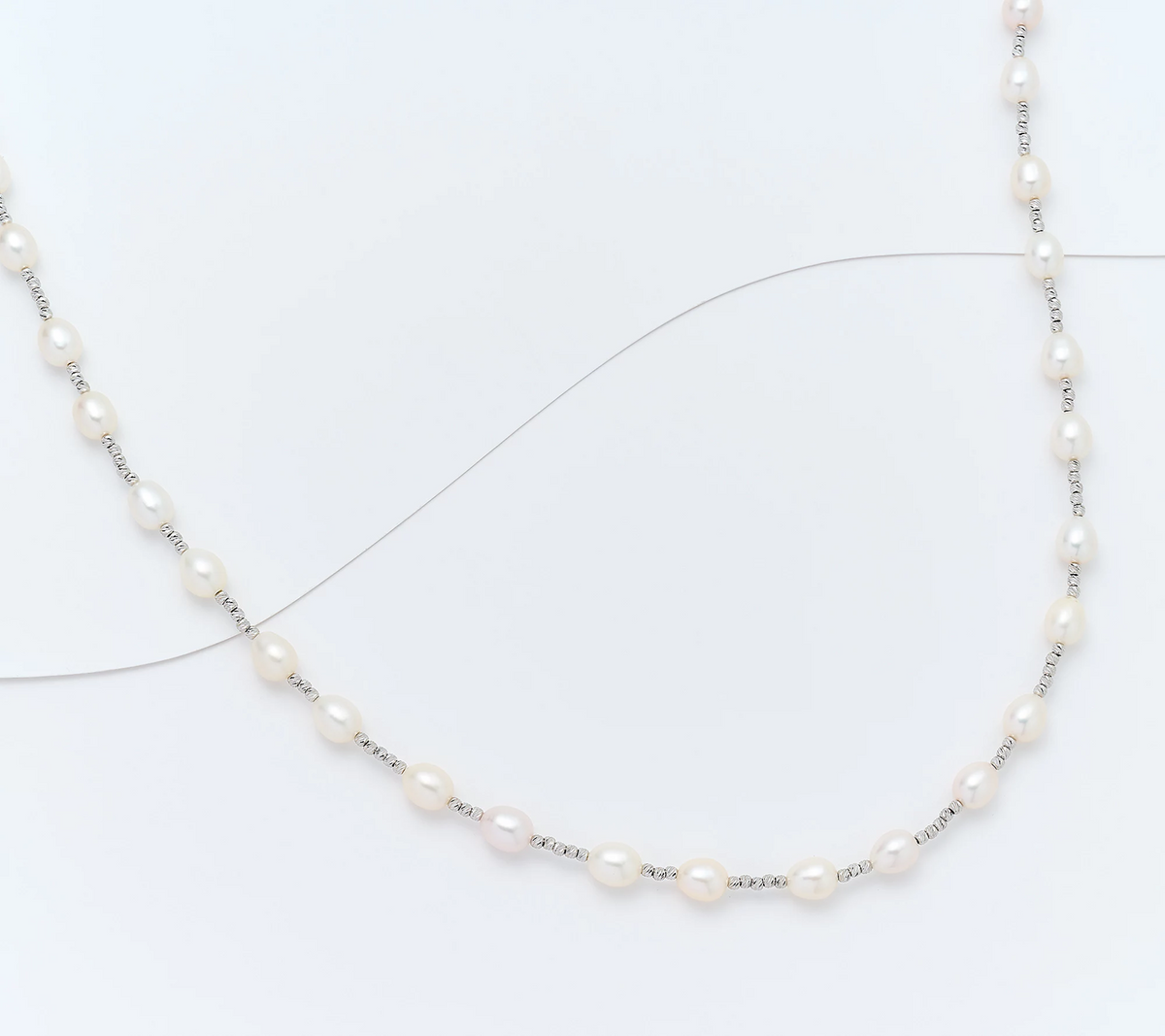 Honora Beaded Chain Cultured Pearl 30" Sterling Silver Necklace