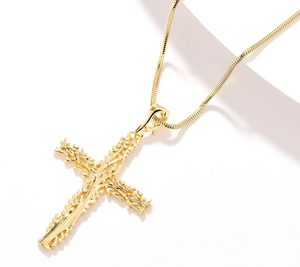 David Markstein Sterling Silver Tree of Life Cross Goldtone Pendant w/ 20" Chain