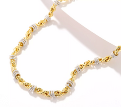 David Markstein Two Tone Silver/Gold Magnetic Diamond Cut 18" Necklace