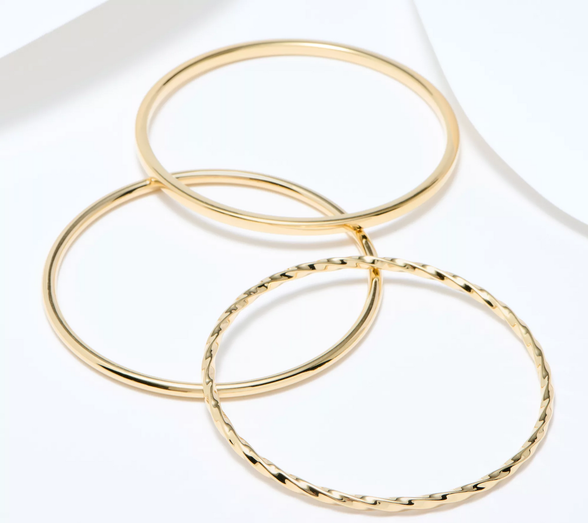 BellaOro S/3 14K Gold Over Resin Textured Slip- On Bangles large