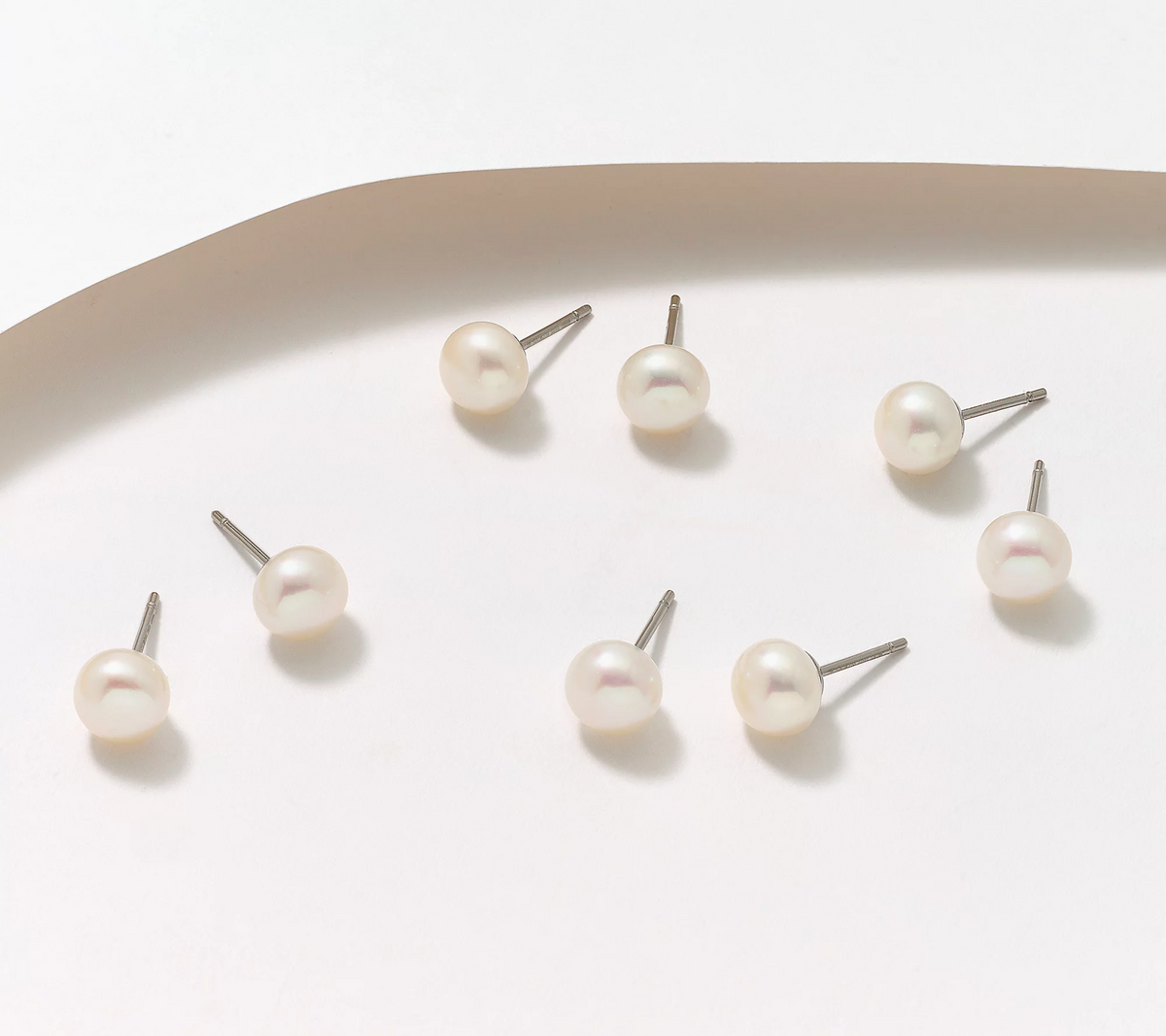Honora Stainless Steel Cultured White Pearls Set of 4 Stud Earrings