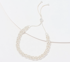 UltraFine 950 Silver Adj. Bolo Bracelet, 5.5-7.5g, Byzantine