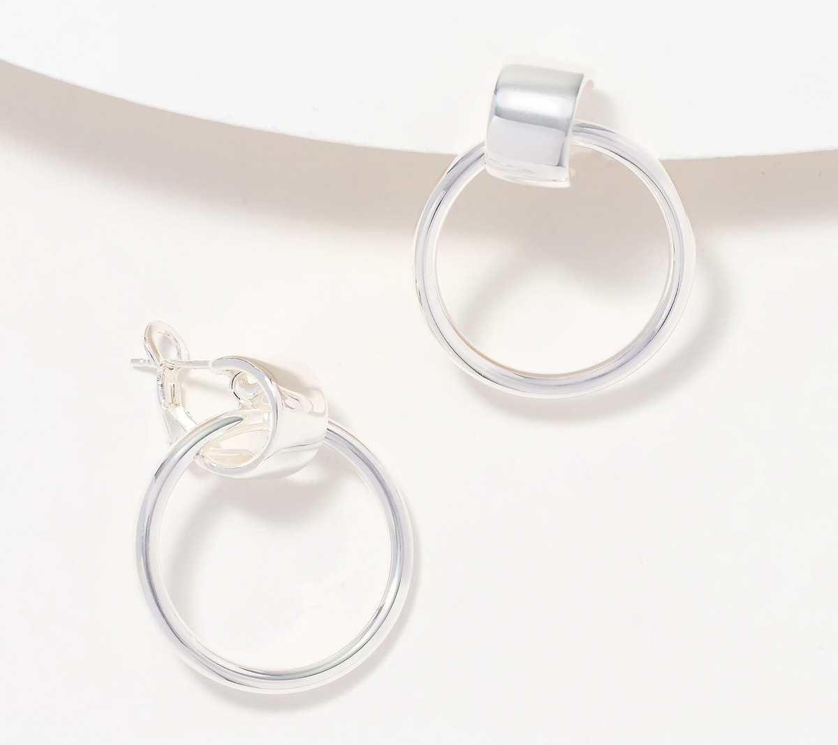 UltraFine 950 Silver Polished Doorknocker Hoop Earrings