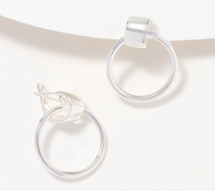 UltraFine 950 Silver Polished Doorknocker Hoop Earrings