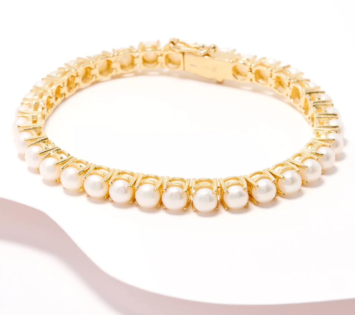 Honora Cultured White Pearl Tennis Bracelet Gold Clad Sterling Silver, Large 8"