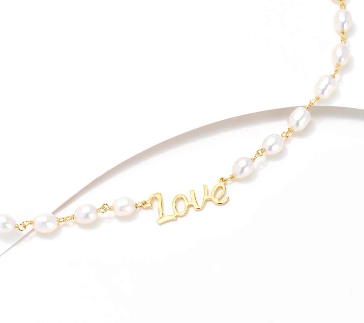 Honora Cultured Pearl Inspirational "Love" 18K Gold Plated Necklace
