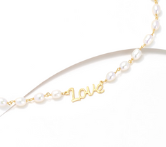Honora Cultured Pearl Inspirational "Love" 18K Gold Plated Necklace