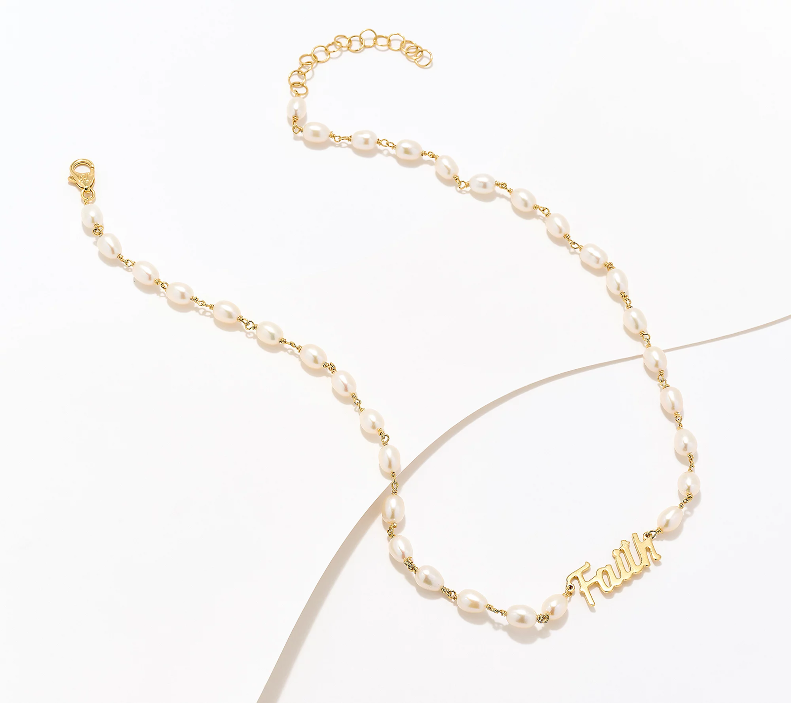 Honora Cultured Pearl Inspirational "Faith" 18K Gold Plated Necklace