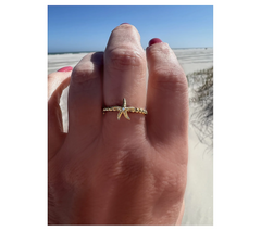 Goddaughters 14K Gold Clad White Topaz Mini Starfish Ring Size 9