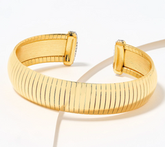 David Markstein Yellow Bronze White Topaz Omega Bangle, Small