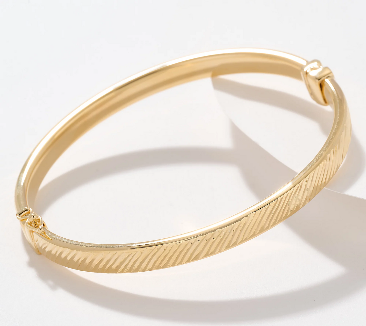 UltraFine 950 Silver Goldclad Diamond Cut Rectangular Bangle, Avg 7-1/4"