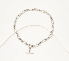David Markstein Silver Tone Bronze Status Link Toggle Design Necklace