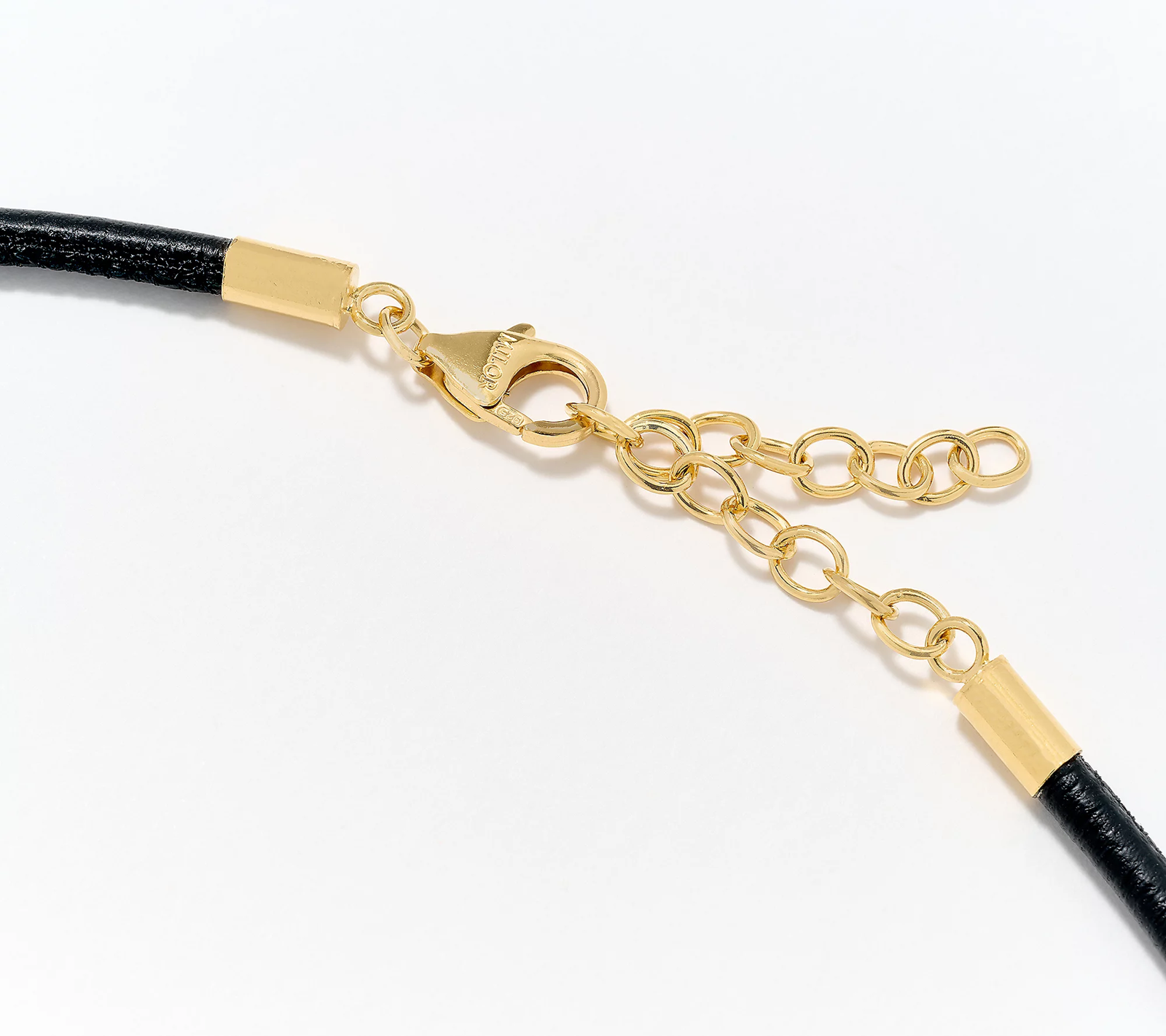 David Markstein Gold-Plated Sterling Silver Roman Glass 18 + 2" Leather Necklace
