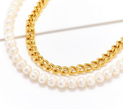 Honora Cultured Pearl & Gold Clad Sterling Silver Curb Chain Necklace