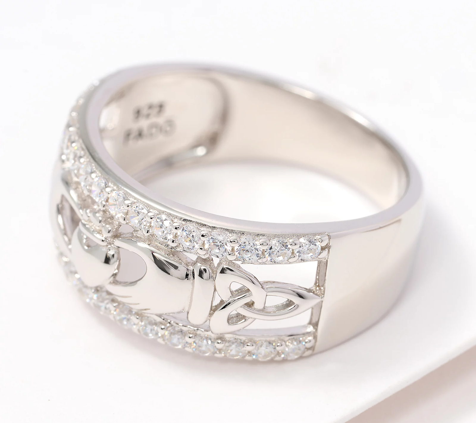 Fado Sterling Silver Trinity Claddagh Band Ring Size 8