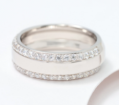 Diamonique Sterling Silver Italia Polished Fedine Ring, Size 10