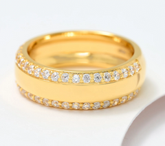 Anillo Fedine pulido de Diamonique Italia, bañado en oro de 18 quilates, plata de ley, talla 6