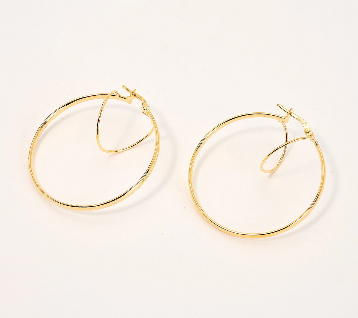 Italian Silver x David Markstein Round Shape 1-1/2" GOld Clad Sterling Silver Double Hoops