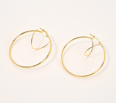 Italian Silver x David Markstein Round Shape 1-1/2" GOld Clad Sterling Silver Double Hoops