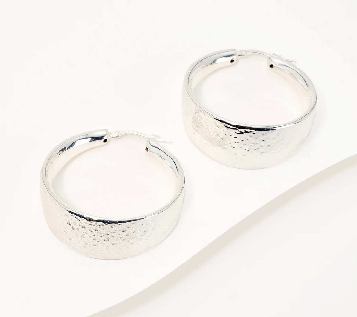 UltraFine Silver Graduated Hammered 1-1/2" Hoops