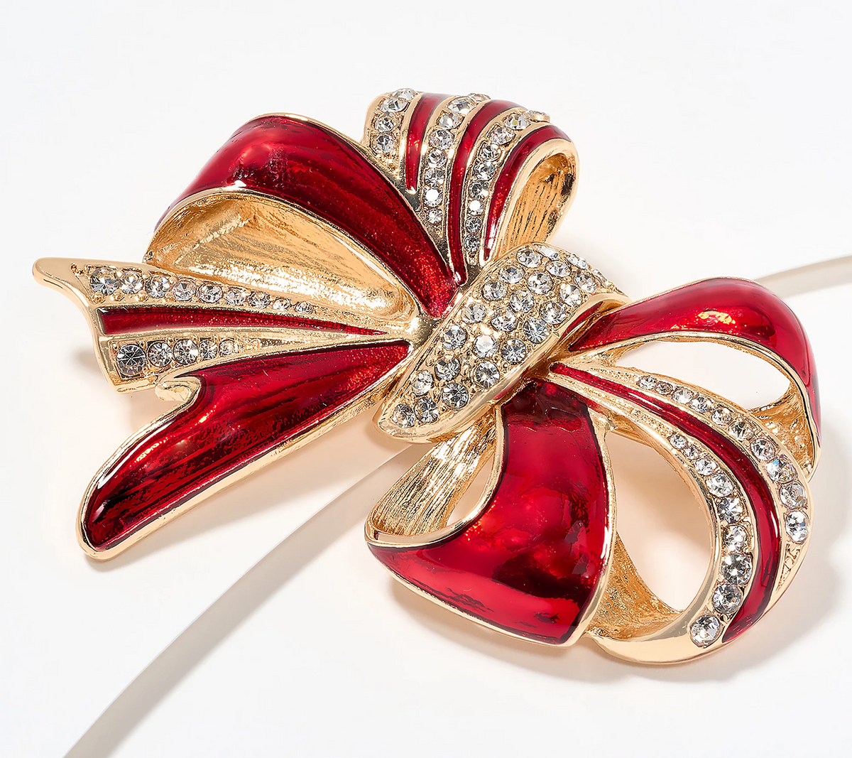 Joan Rivers Red Carpet Enamel & Pave Gold Tone Bow