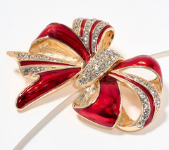 Joan Rivers Red Carpet Enamel & Pave Gold Tone Bow