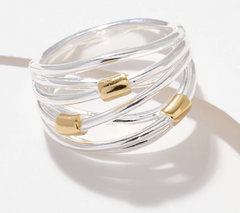 UltraFine 950 Silver Crossover Ring with Stations