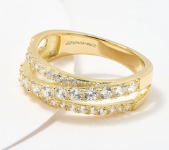 Diamonique Gold-Over Sterling Silver Classics Round Cut Band Ring, Size 10