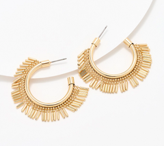 Pendientes de aro con flecos de metal de Susan Graver, dorados