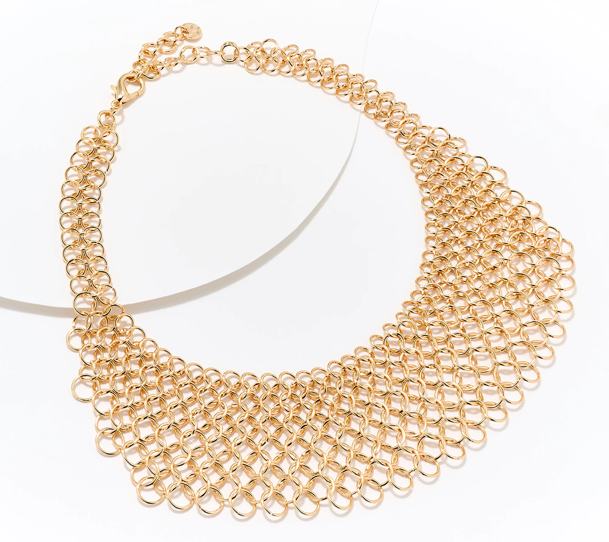 Susan Graver Metal Mesh Statement Gold Tone Necklace