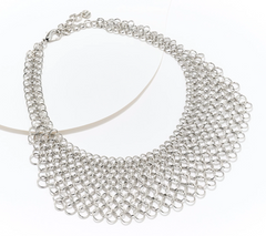 Susan Graver Silver Tone Metal Mesh Statement Necklace