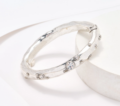 Susan Graver Silver Tone Embellished Metal Bangle