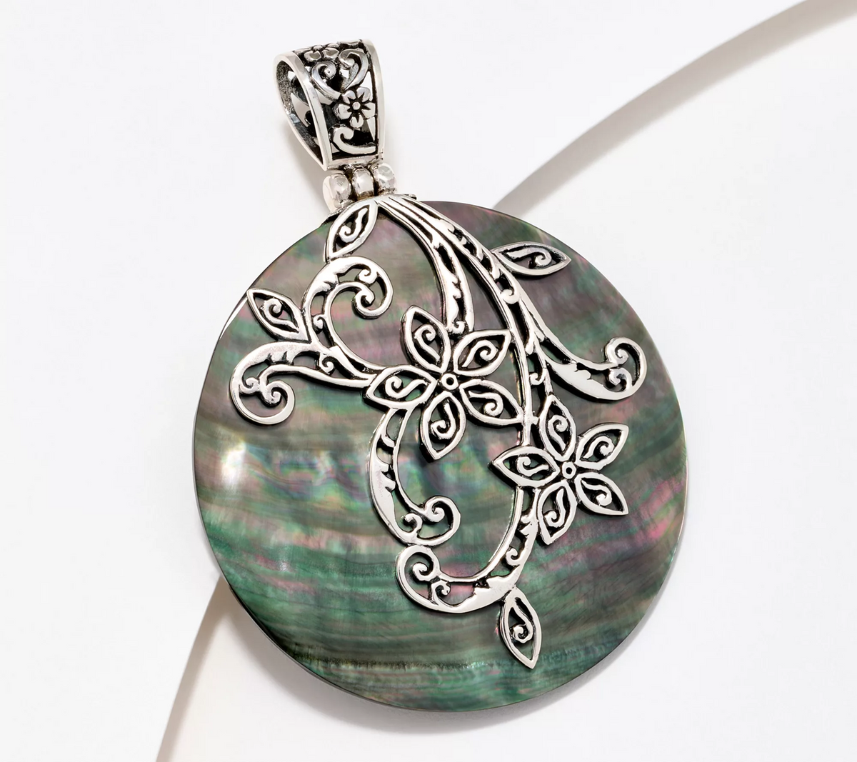 Artisan Crafted by Robert Manse Sterling Silver MOP Floral Pendant