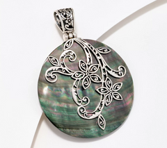 Artisan Crafted by Robert Manse Sterling Silver MOP Floral Pendant