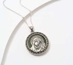 Connemara Marble Sterling Silver Blessed Mother Pendant