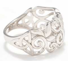 Solvar Sterling Silver Pave Shamrock Band Ring Size 6