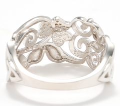 Solvar Sterling Silver Pave Shamrock Band Ring Size 6