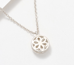 Diamonique Classics  Sterling Silver Pendant with Chain 18"