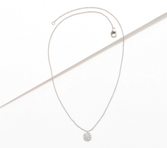 Diamonique Classics  Sterling Silver Pendant with Chain 18"
