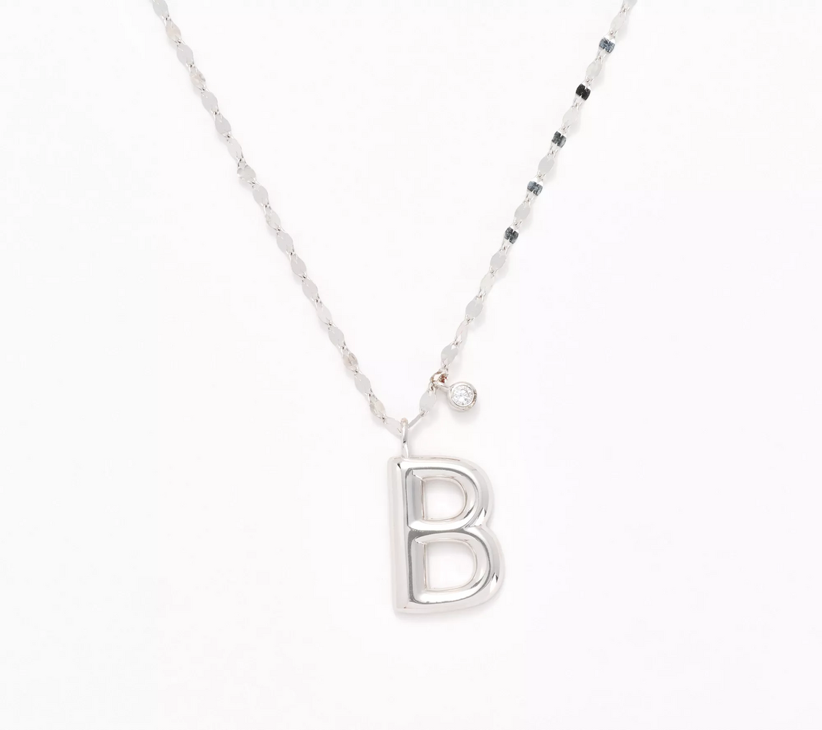 Diamonique Rhodium-Plated Sterling Silver Boxed Layered Chain w/"B" Initial Necklace